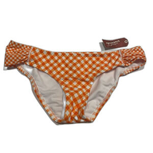 Arizona Jeans Co. Bikini Bottoms Orange & White Gingham Juniors Size Large